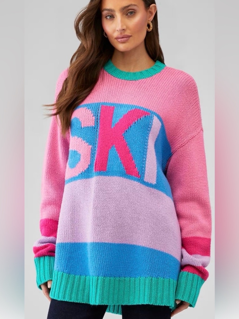 Show Me Your Mumu Ski In Sweater NWT Colorblock Knit Pullover Size Large